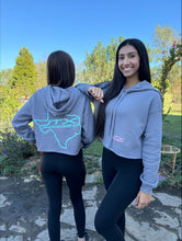 Load image into Gallery viewer, **NEW** Ladies Storm Gray Cropped Hoodie - Pink or Teal Logo
