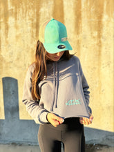 Load image into Gallery viewer, **BUNDLE** Ladies Storm Gray Cropped Hoodie and a Ponytail Cap - Pink or Teal
