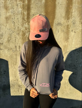 Load image into Gallery viewer, **BUNDLE** Ladies Storm Gray Cropped Hoodie and a Ponytail Cap - Pink or Teal
